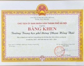 Bằng Khen của Chủ tịch UBND Thành Phố Hà Nội