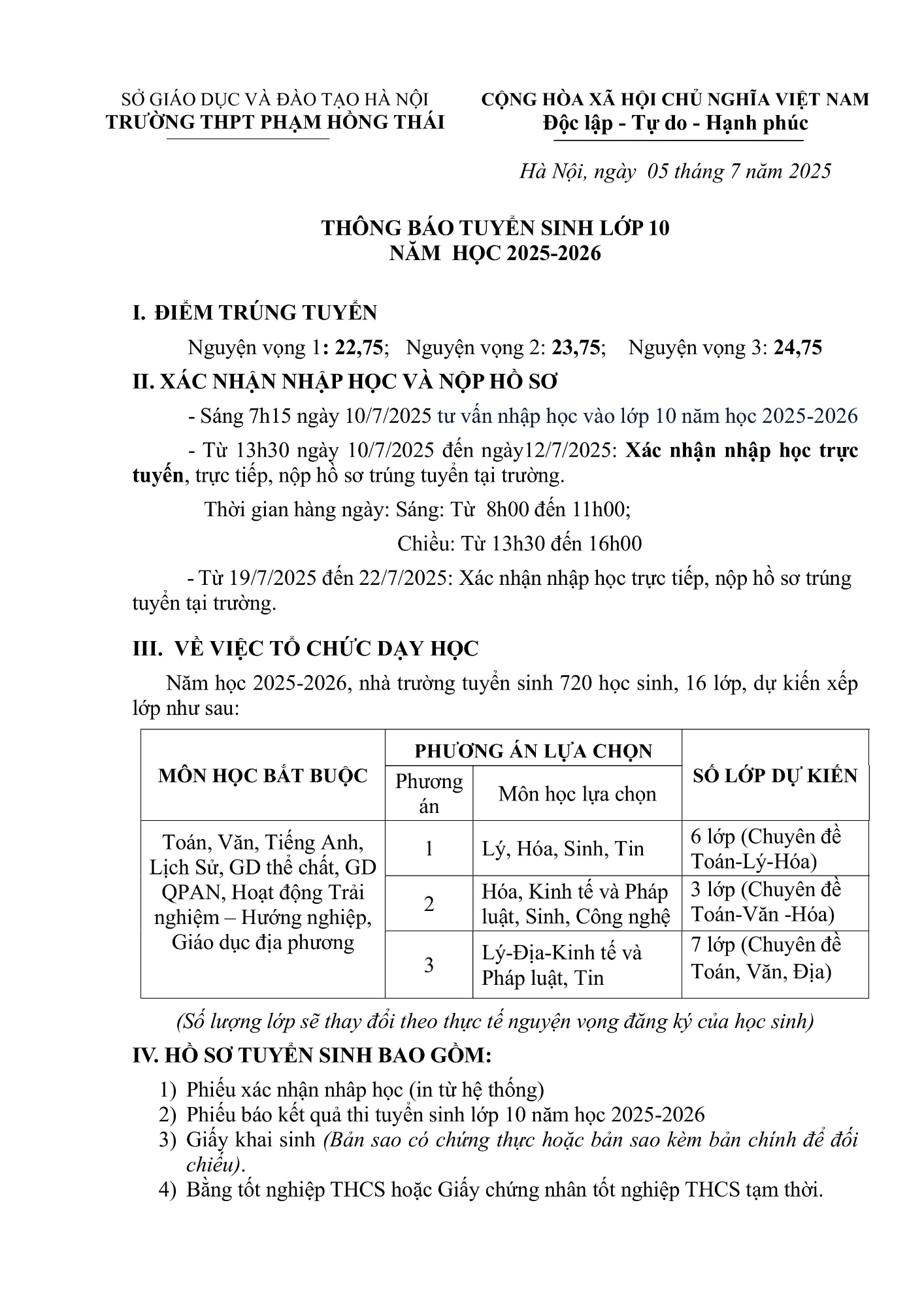THÔNG BÁO TUYỂN SINH LỚP 10 NĂM HỌC 2025 2026 hình ảnh 0