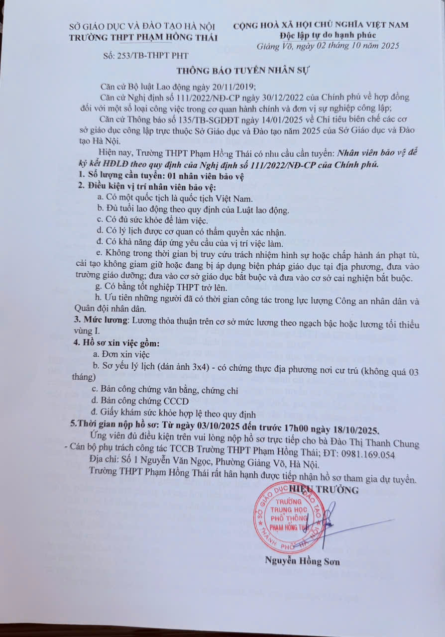 Thông tin tuyển dụng